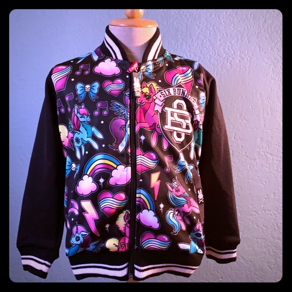 Kids bomber jacket Unicorn black size 2 year.